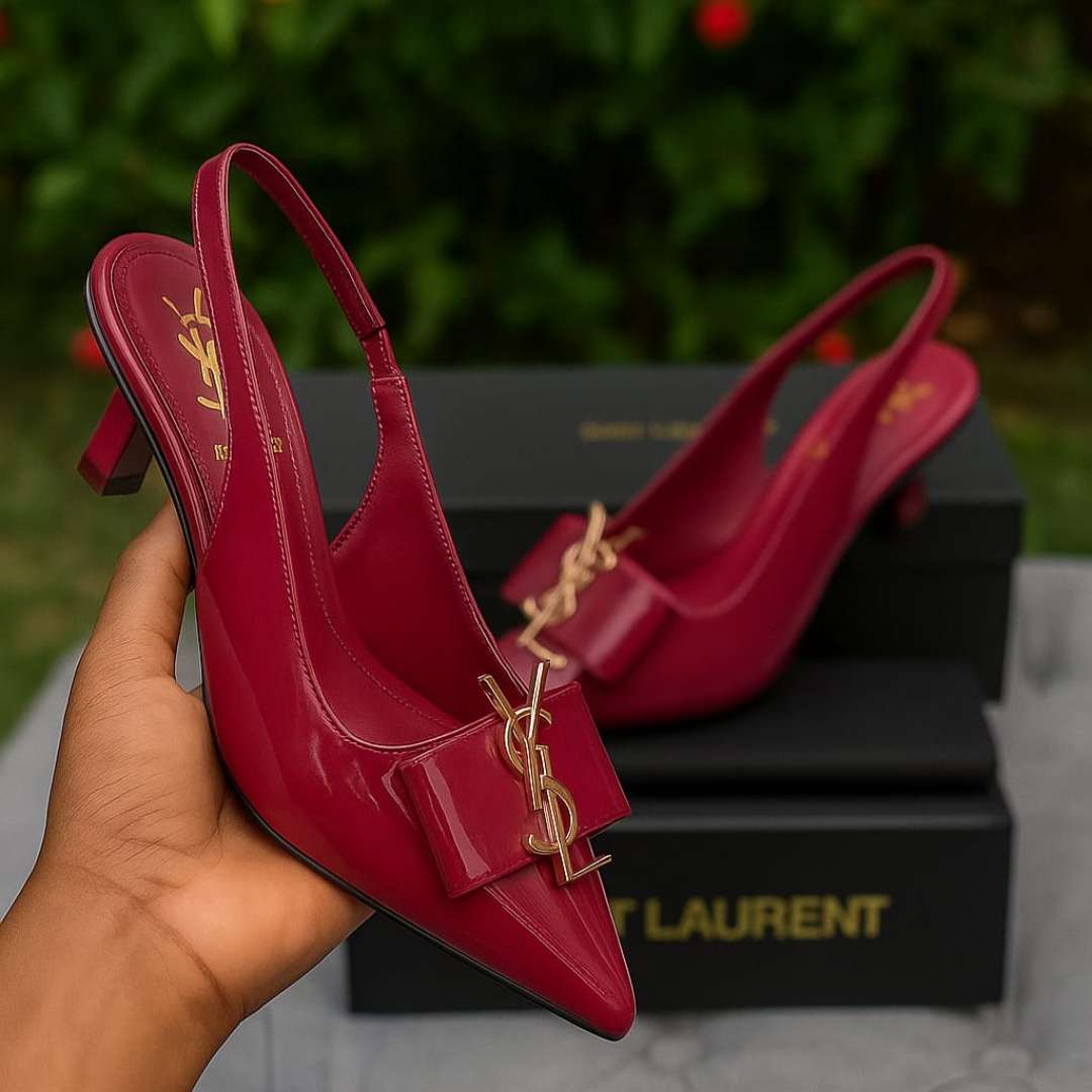 Burgundy Kitten Heel Shoes For Women